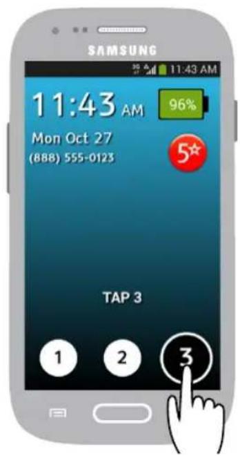 SAMSUNG 11:43 AM 96% Mon Oct 27 (888) 555-0123 TAP 3 1 2 3