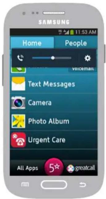 SAMSUNG Home People Voicemats Text Messages Camera Photo Album Urgent Care All Apps 5★ greatcall
