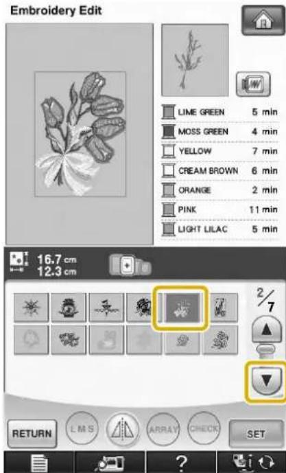 Embroidery Edit LIME GREEN 5 min MOSS GREEN 4 min YELLOW 7 min CREAM BROWN 6 min ORANGE 2 min PINK 11 min LIGHT LILAC 5 min 16.7 cm 12.3 cm RETURN LMS ARRAY CHECK SET
