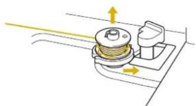 BABY LOCK Ellisimo Gold 2 BLSOG2 - Push the bobbin winder switch to the right, and then raise the bobbin at least 10 cm (4 inches) from the shaft. - 1