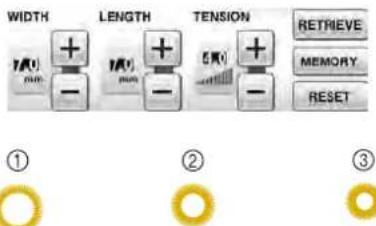 WIDTH LENGTH TENSION RETRIEVE MEMORY RESET ① ② ③