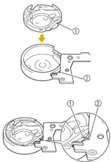 Technical diagram showing three stages of a mechanical assembly with numbered components and directional arrows indicating process flow.