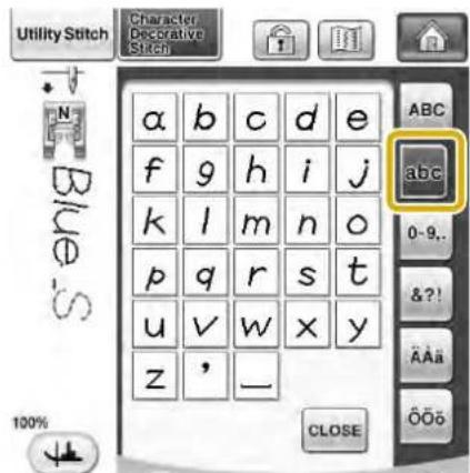 Utility Stitch Character Decorative Stitch a b c d e f g h i j k l m n o p q r s t u v w x y z ' _ 100% CLOSE ABC abc 0-9.. &?! A A A O O O