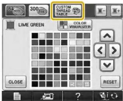 64 300 CUSTOM THREAD TABLE LIME GREEN COLOR VISUALIZER CLOSE RESET