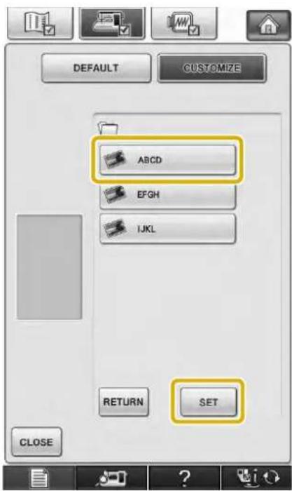 DEFAULT CUSTOMIZE ABCD EFGH IJKL RETURN SET CLOSE