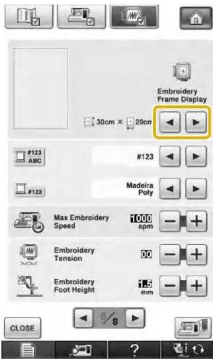 Embroidery Frame Display 30cm × 20cm #123 ABC #123 Madeira Poly Max Embroidery Speed 1000 spm Embroidery Tension 00 Embroidery Foot Height mm CLOSE 8