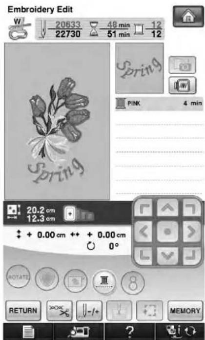 Embroidery Edit W 20633 48 min 12 22730 51 min 12 Spring PINK 4 min Spring 20.2 cm 12.3 cm + 0.00 cm + + 0.00 cm 0° ROTATE RETURN MEMORY