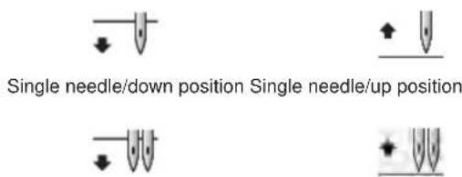 Single needle/down position Single needle/up position