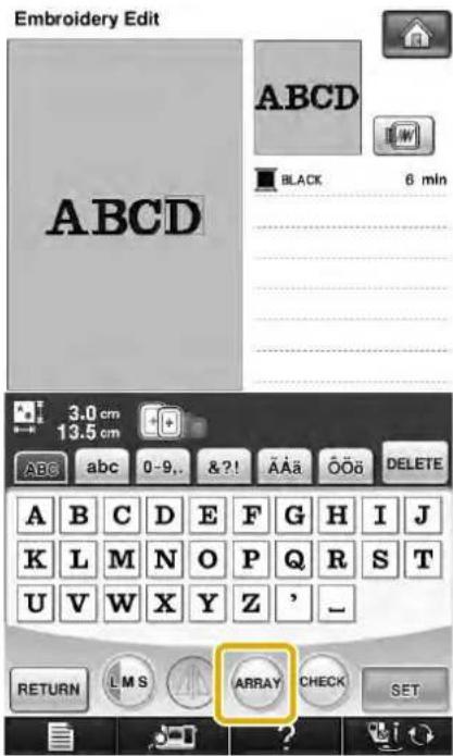 Embroidery Edit ABCD BLACK 6 min 3.0 cm 13.5 cm ABC abc 0-9.. &?! ÄÄä ÖÖö DELETE A B C D E F G H I J K L M N O P Q R S T U V W X Y Z ' _ RETURN L M S ARRAY CHECK SET