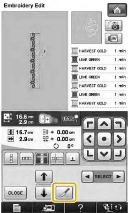 Embroidery Edit HARVEST GOLD 1 min LIME GREEN 1 min HARVEST GOLD 1 min LIME GREEN 1 min HARVEST GOLD 1 min LIME GREEN 1 min HARVEST GOLD 1 min 16.6 cm 2.9 cm 100% 16.7 cm + 0.00 cm 2.9 cm + 0.00 cm 0° CLOSE SELECT