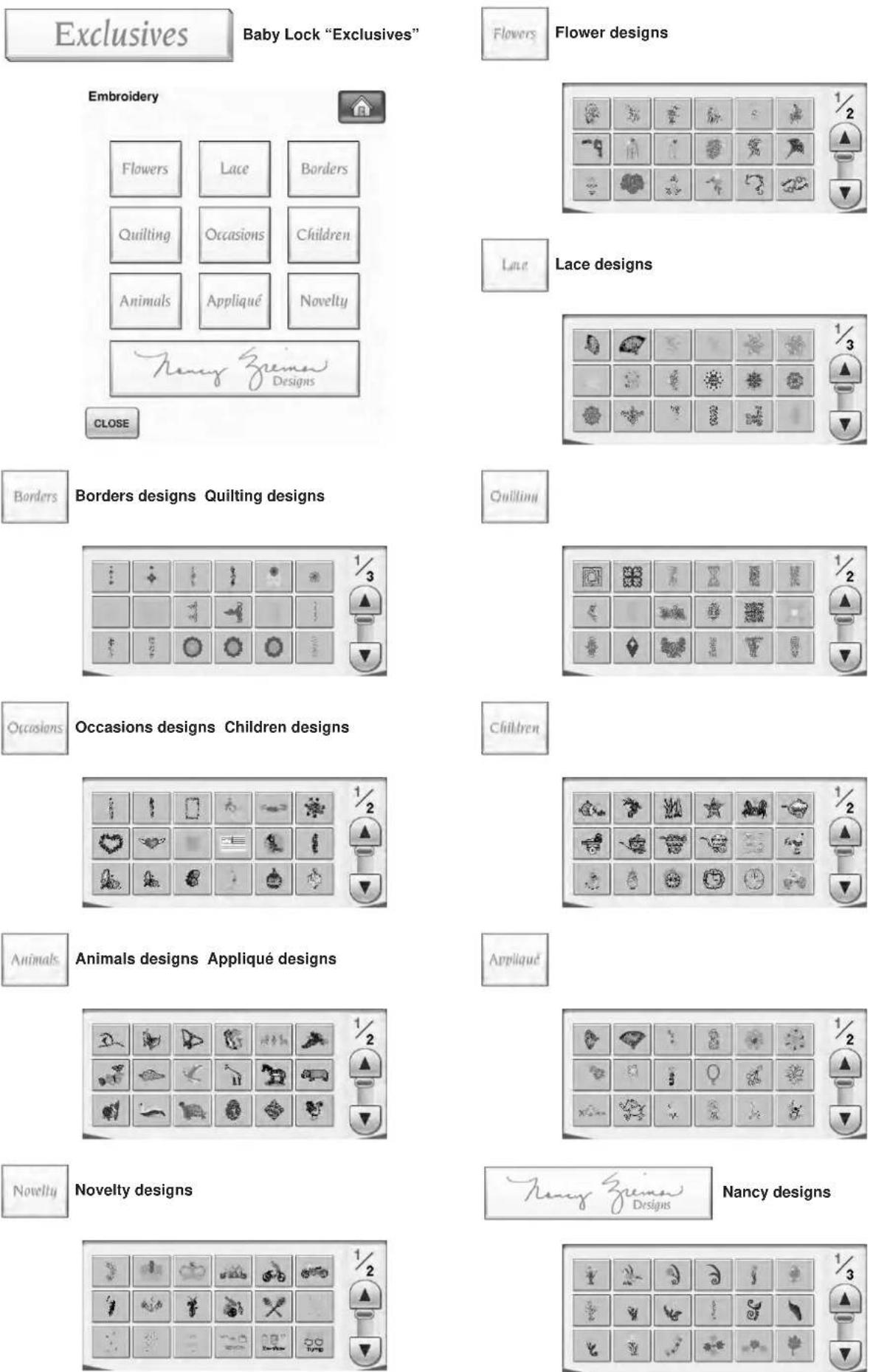 BABY LOCK Ellisimo Gold 2 BLSOG2 - ■Pattern Selection Screens - 13