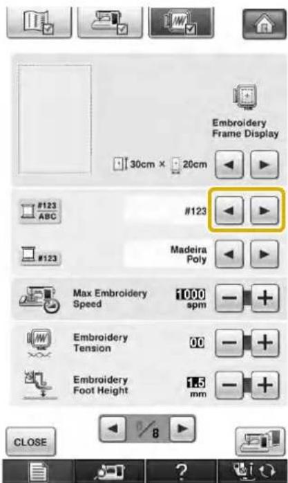 Embroidery Frame Display 30cm × 20cm #123 ABC #123 Madeira Poly Max Embroidery Speed 1000 spm Embroidery Tension 60 Embroidery Foot Height mm CLOSE