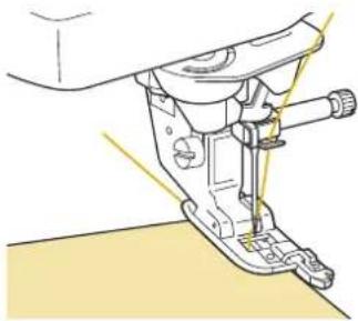 BABY LOCK Ellisimo Gold 2 BLSOG2 - Lower the presser foot so that the presser foot guide is set flush against the edge of the fabric. - 1