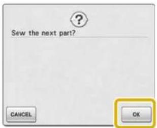 Sew the next part? CANCEL OK