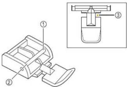 Technical diagram of a mechanical device with labeled parts and an inset view showing a component with numbered parts.