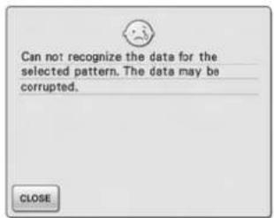 Can not recognize the data for the selected pattern. The data may be corrupted.