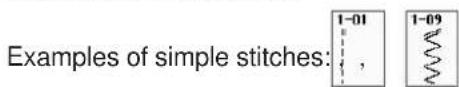 Examples of simple stitches: 1-01 , 1-09