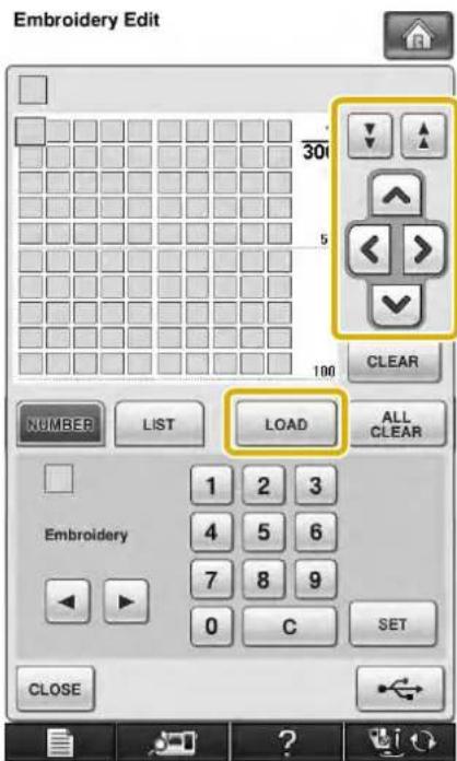 Embroidery Edit 30 5 100 CLEAR NUMBER LIST LOAD ALL CLEAR Embroidery 1 2 3 4 5 6 7 8 9 0 C SET CLOSE