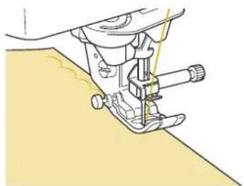 BABY LOCK Ellisimo Gold 2 BLSOG2 - Attach presser foot "N". Sew scallop stitches along the edge of the fabric. - 1