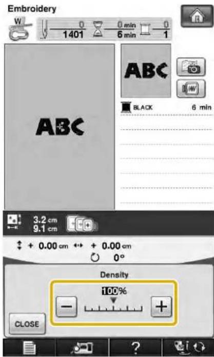 Embroidery W 1401 6 min 1 ABC BLACK 6 min 3.2 cm 9.1 cm + + 0.00 cm + + 0.00 cm 0° Density 100% CLOSE