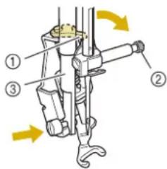 Technical diagram of a mechanical device with numbered components and directional arrows indicating motion or assembly.