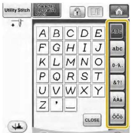 Utility Stitch Character Decorative Stitch A B C D E F G H I J K L M N O P Q R S T U V W X Y Z ' _ CLOSE ABC abc 0-9.. &?! ÄÄä ÖÖö
