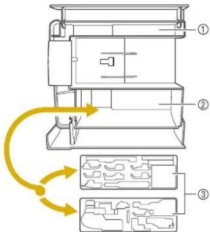 Technical diagram of a device with numbered components and directional arrows indicating flow or movement.