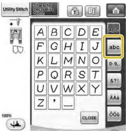 Utility Stitch Character Decorative Stitch A B C D E F G H I J K L M N O P Q R S T U V W X Y Z ' _ 100% CLOSE ABC abc 0-9.. &?! AAA OOO