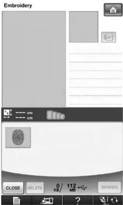 Embroidery cm cm CLOSE DELETE 0/112 SEWING KB/MB
