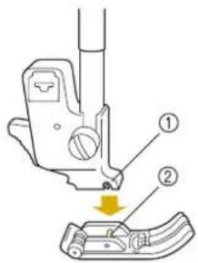 Technical diagram showing a mechanical device with labeled parts, including a tool and a clamped component.