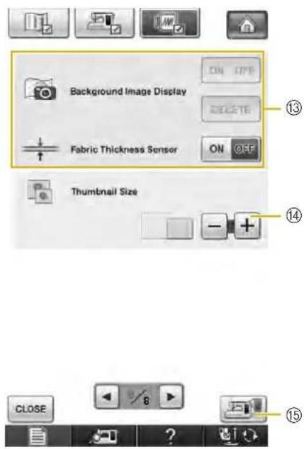 Background Image Display Fabric Thickness Sensor Thumbnail Size ⑬ ⑭ ⑮ CLOSE