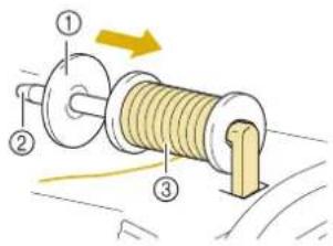 Technical diagram of a mechanical component with numbered parts and directional arrow indicating motion