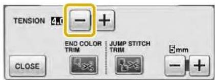 TENSION END COLOR TRIM JUMP STITCH TRIM mm CLOSE - + - +