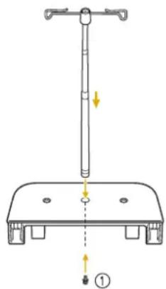 Technical diagram of a mechanical device with labeled components and directional arrows indicating motion or force