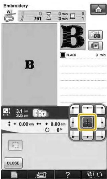 Embroidery W 0 0 min 0 761 3 min 1 B BLACK 3 min 3.1 cm 3.5 cm + 0.00 cm + + 0.00 cm 0° CLOSE