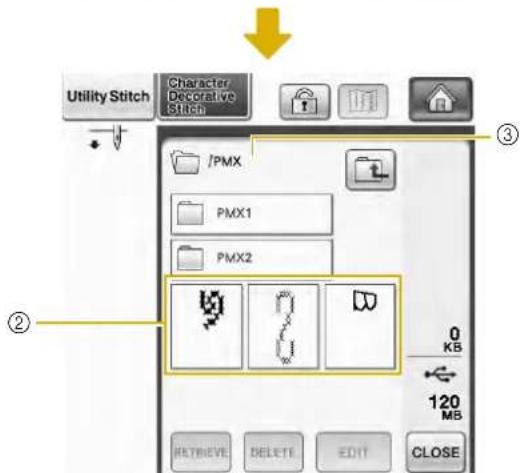 Utility Stitch Character Decorative Stitch /PMX PMX1 PMX2 0 KB 120 MB RETREVE DELETE EDIT CLOSE