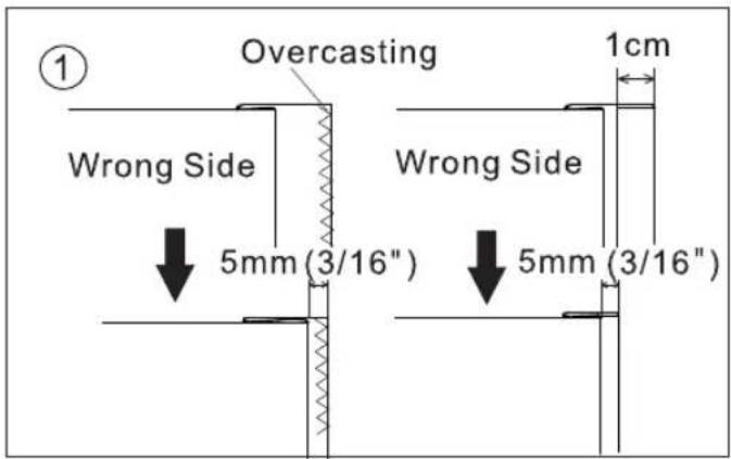 Overcasting Wrong Side 5mm (3/16") Wrong Side 5mm (3/16") 1cm