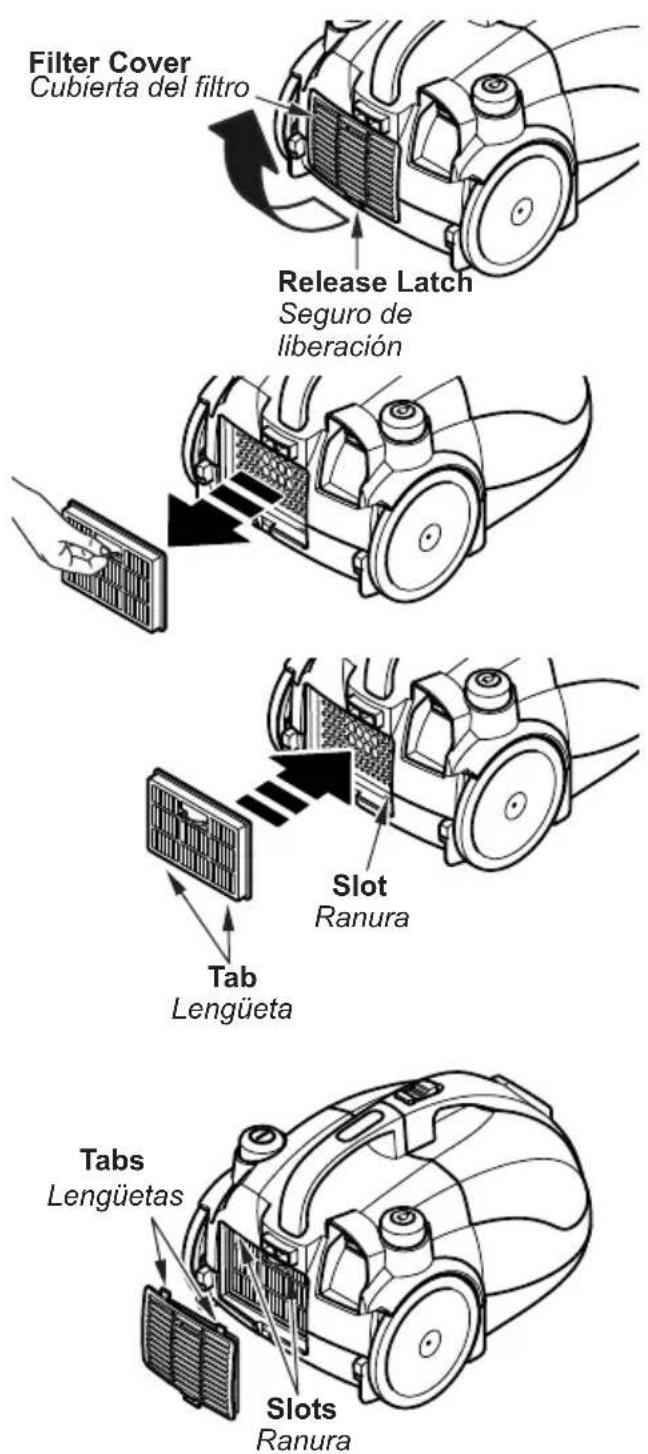 PANASONIC MC-CL310 - REPLACING EXHAUST FILTER / Cambio del filtro de escape - 1
