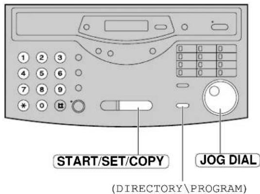 1 2 3 4 5 6 7 8 9 * 0 B START/SET/COPY (DIRECTORY\PROGRAM) JOG DIAL