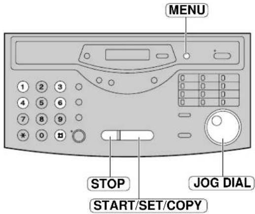 MENU 1 2 3 4 5 6 7 8 9 * 0 B STOP START/SET/COPY JOG DIAL