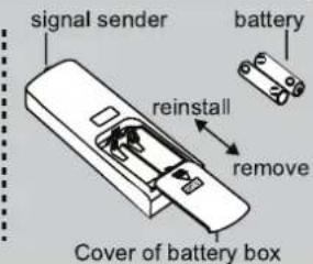 signal sender reinstall remove battery Cover of battery box