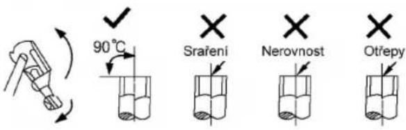 90°C Sraření Nerovnost Otřepy