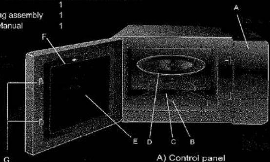 g assembly manual 1 1 1 A F B B E D C B G A) Control panel