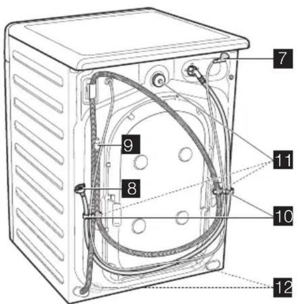 Technical diagram of a device casing with numbered components for identification