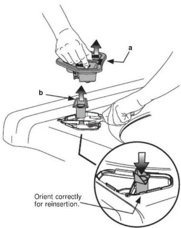 a b Orient correctly for reinsertion.