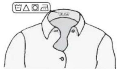 Diagram of a shirt collar with a toolbar icon labeled 'Button', showing front and side views.