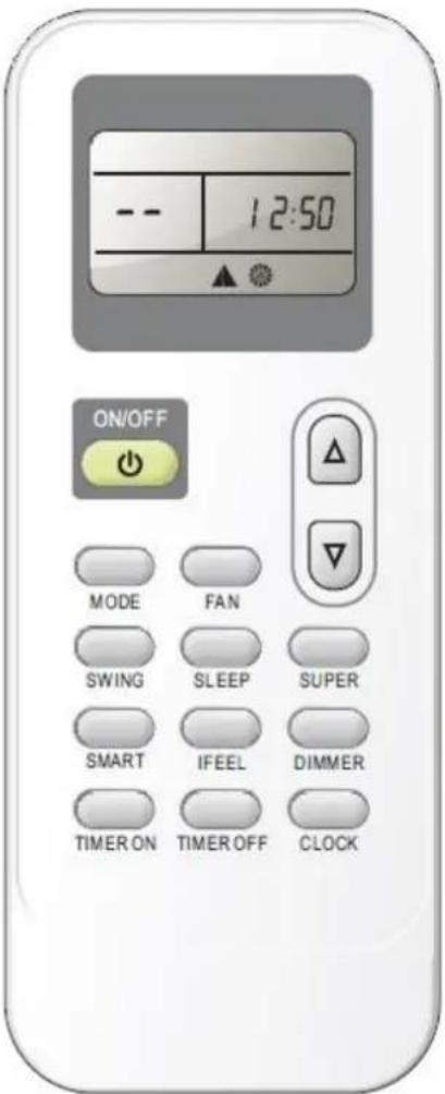 -- 12:50 ON/OFF MODE FAN SWING SLEEP SUPER SMART IFEEL DIMMER TIMER ON TIMER OFF CLOCK