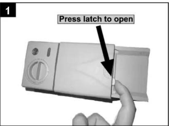 Press latch to open