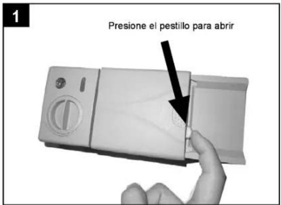 Presione el pestillo para abrir