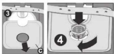 Diagram showing two labeled steps of a device or component with arrows and numbered callouts (3 and 4)